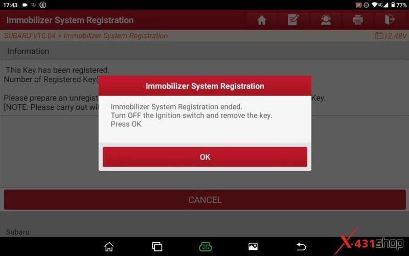 LAUNCH X431 IMMO Plus_Elite Add Subaru Mechanical Key