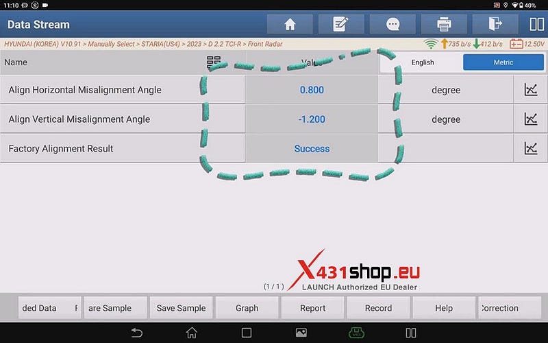 LAUNCH X431 PAD_Front Radar ADAS Calibration on Hyundai Staria