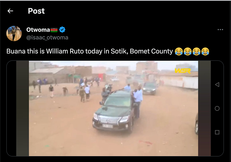 FALSE: This image is not of President Ruto’s entourage in Sotik, Bomet ...