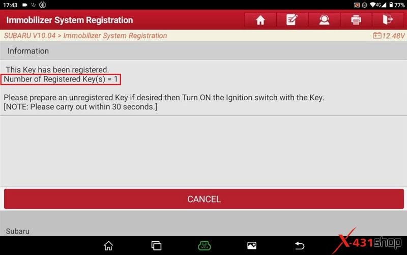 LAUNCH X431 IMMO Plus_Elite Add Subaru Mechanical Key