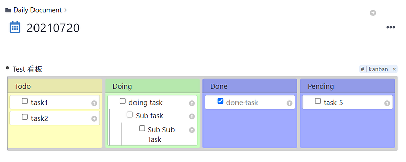 用 RemNote 簡單製作一個 Kanban，這是我在 Notion 最常用的功能