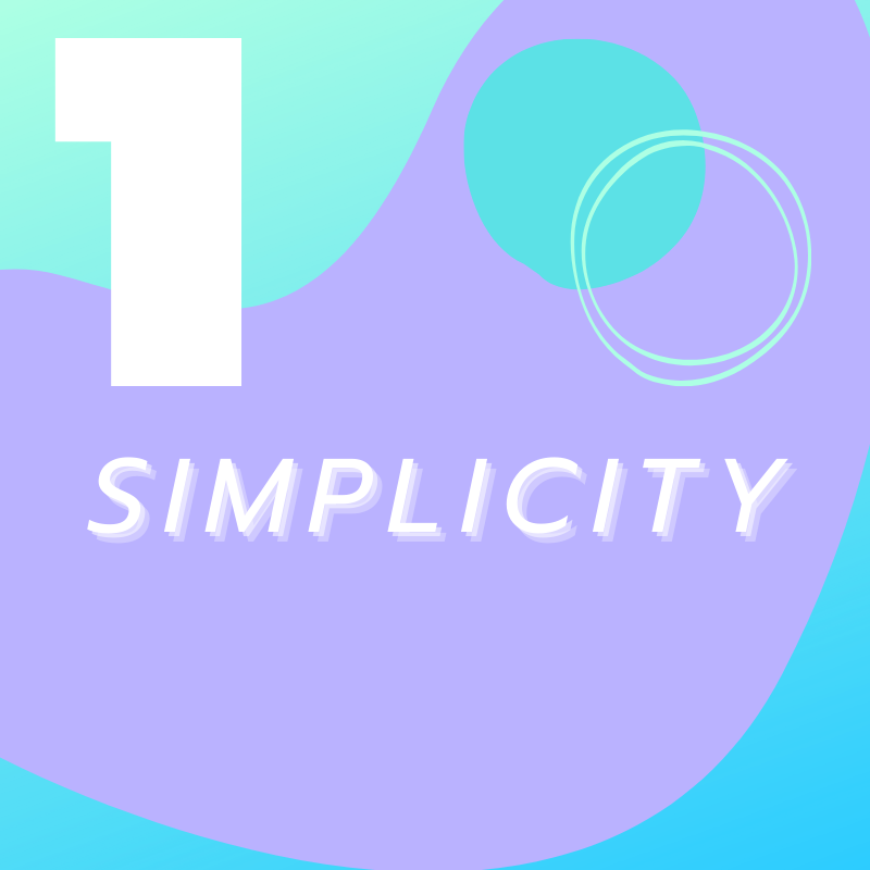 Number 1. Icon labelled “Simplicity”