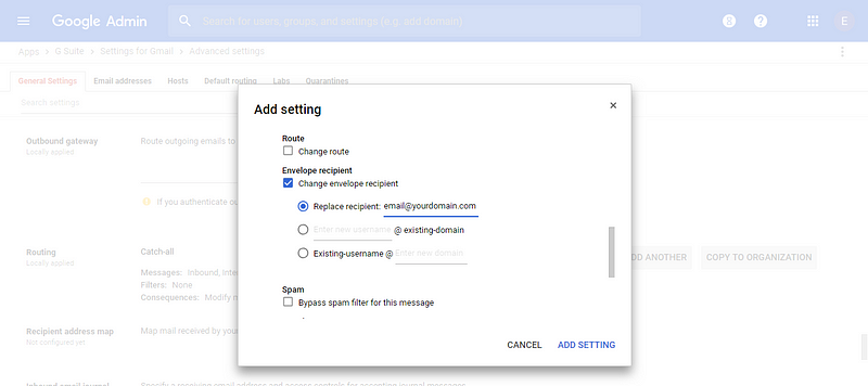 Sign up for G Suite - Macaulay Gidado - Configure Catch-all Routing