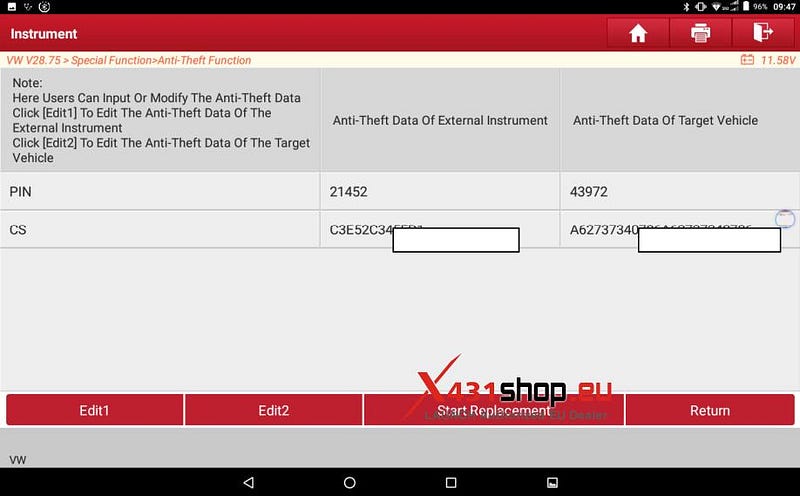 LAUNCH X431_Replacement of VW Audi 4th Generation instrument