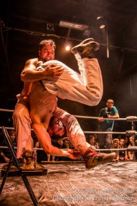 James C. gets his revenge by dropping Drugz Bunny on a folding chair, although he would ultimately lose the match and the Golden Gig, one of Hoodslam's most prestigious awards.