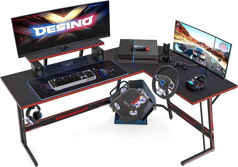 Desino L-Shaped Gaming Desk — Ergonomic Shape With Ample Space