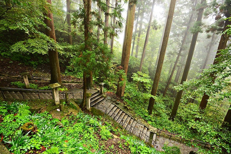 Yamagata Prefecture’s Yamadera temple complex’s stairs to the top of the mountain