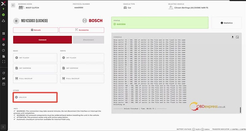 How to Unlock Bosch MD1CS003 ECU by Flex Boot Glitch
