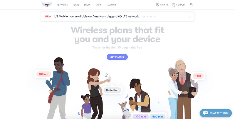 US Mobile homepage illustration