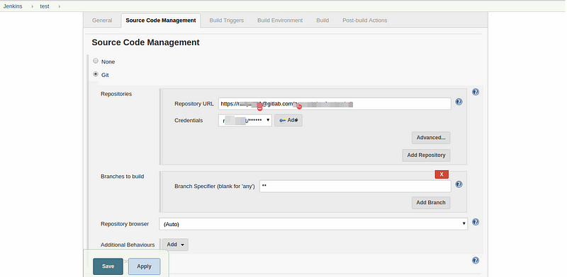 Setting up GitHub URL in Jenkins Source Code Management