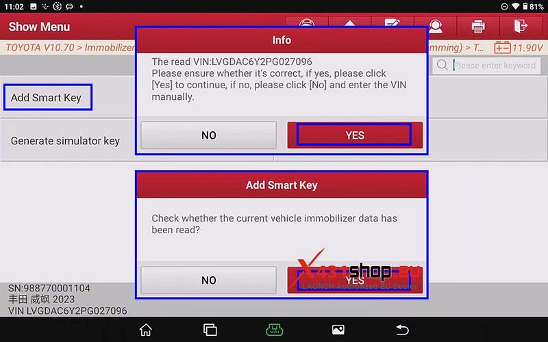 LAUNCH X431 IMMO PLUS Add Keys for 2023 Toyota Venza