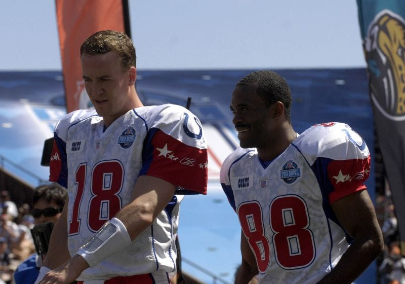 Peyton Manning (left) with Marvin Harrison prior to the Pro Bowl in 2007.