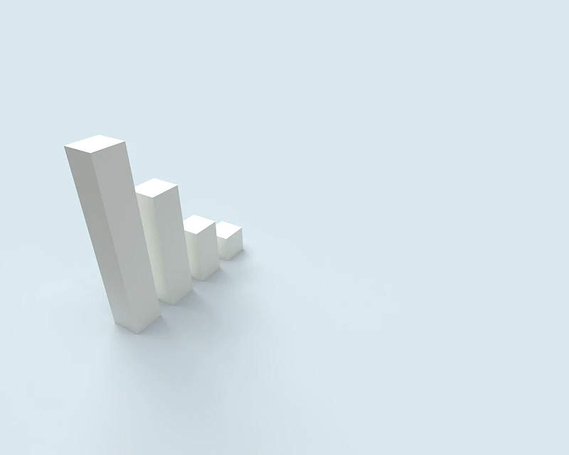 four 3d blocks of decreasing height