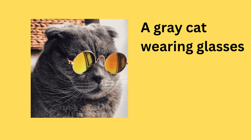 An example of an image with an alt text of a cat wearing glasses