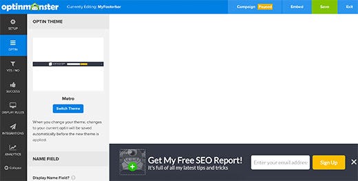 Optin customizer