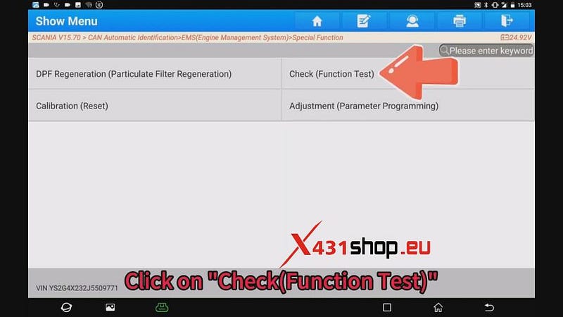 LAUNCH-X431 PAD V on Scania for Cylinder Deactivation Test