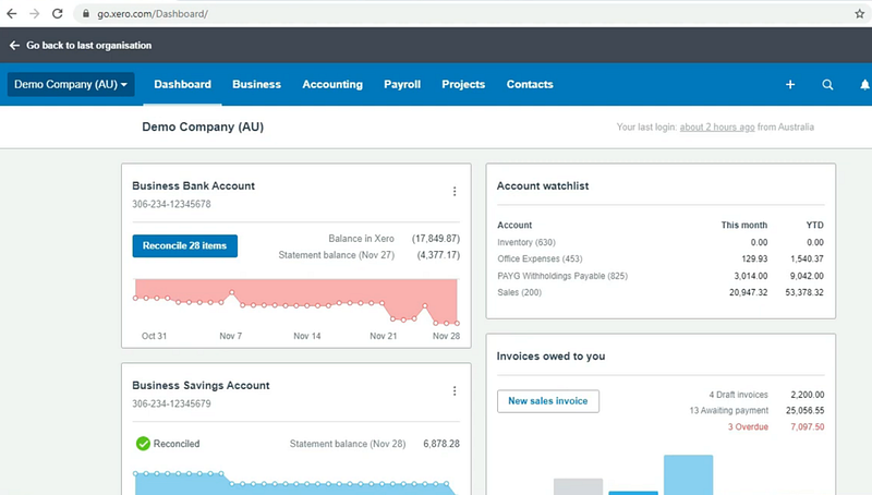 Accounts management with Xero