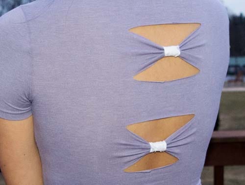 10 step-by-step DIY sewing tutorials with clear photographs and instructions to refashion a t shirt with bows. Upcycle and make new things from old shirts.