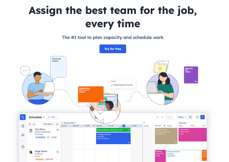Float website for Asana project tracking