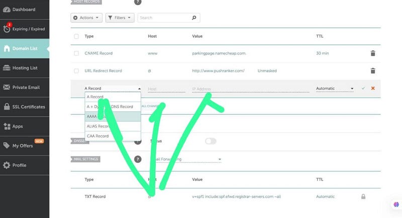 How to map a domain on namecheap