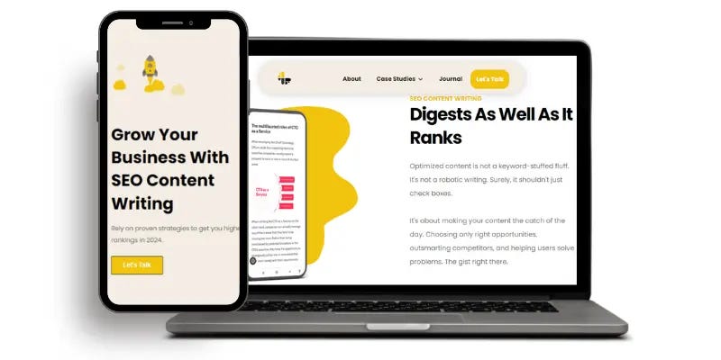 Smartphone displaying a web content from Luciano Writes