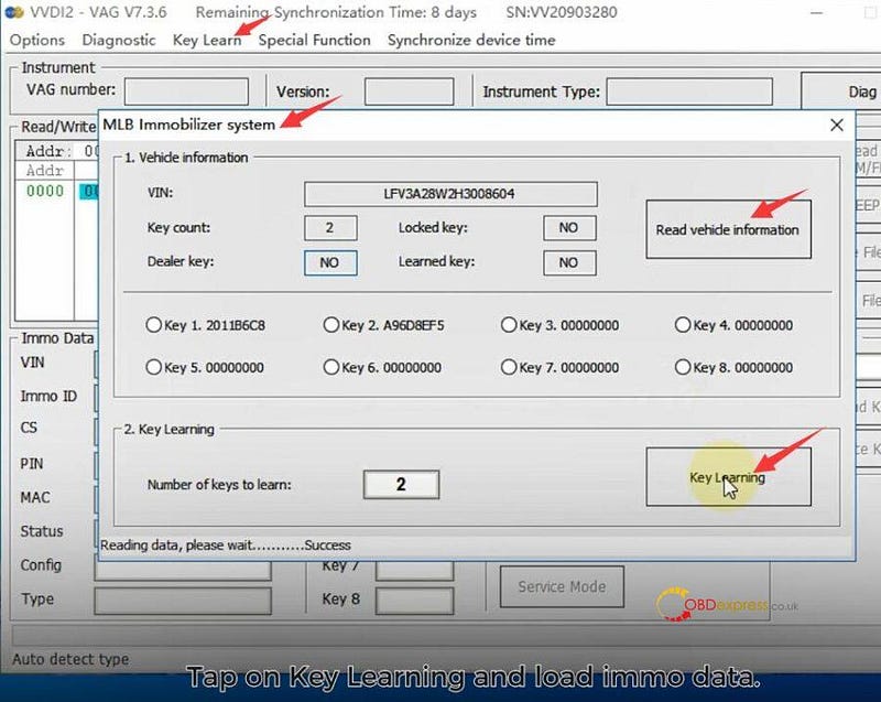 Audi A4L Key Programmed by VVDI MLB Tool and VVDI2