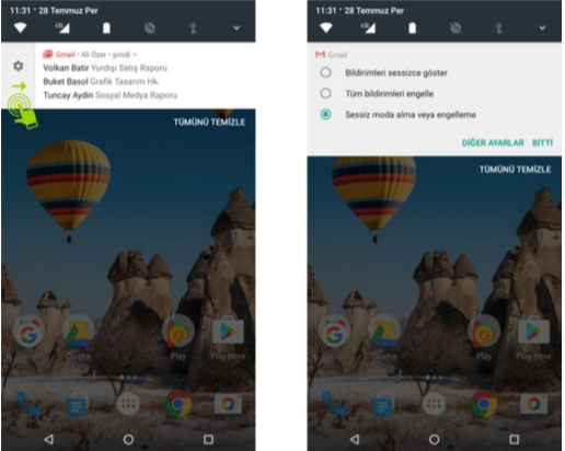 android 7 yeni bildirim ayarları