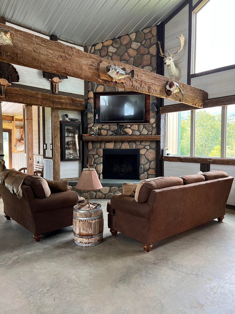 hunting lodge barndominium living space