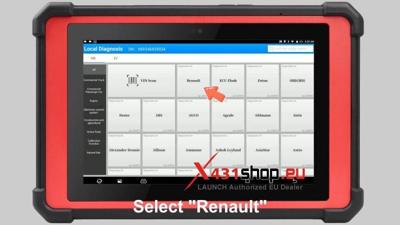 LAUNCH X431 PAD V Elite Renault Truck Oil Maintenane Reset