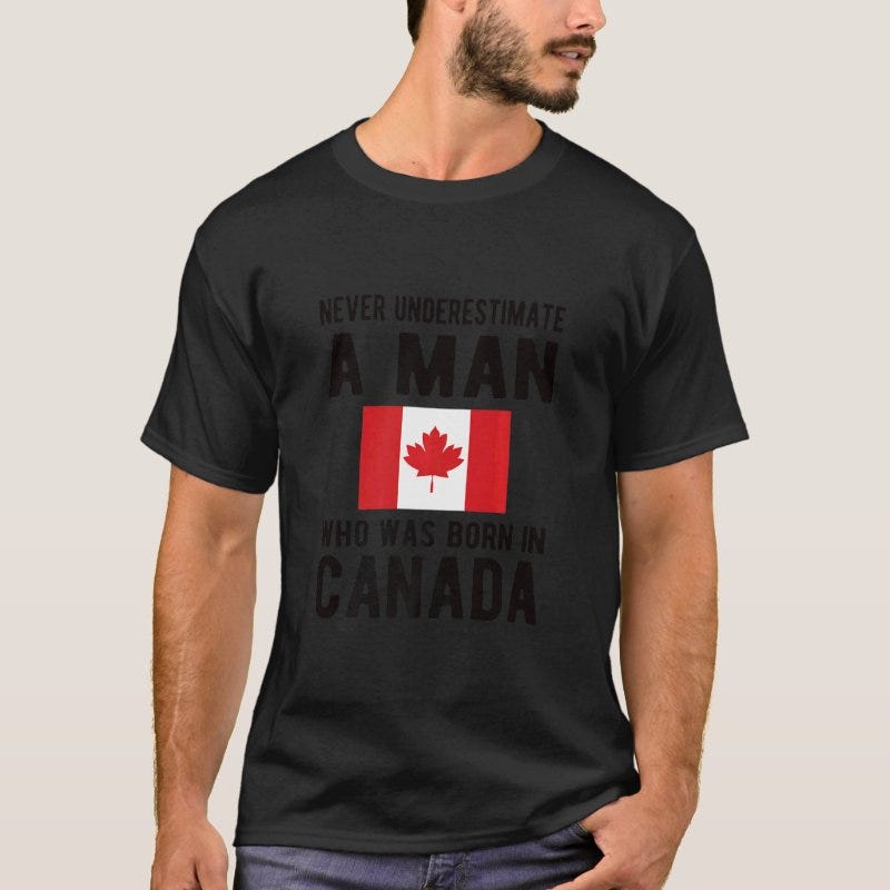 Mens Born In Canada  Canadian Flag Canadian Roots  T-Shirt