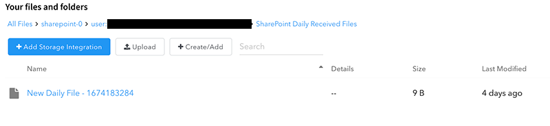 A file in Couchdrop in the SharePoint directory that will connect to cloud SFTP