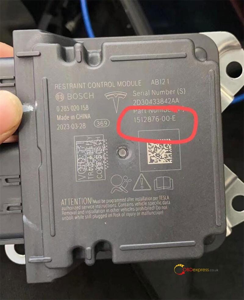 Tesla 1512876-00-E Airbag Repair by CGDI CG100X_CG70