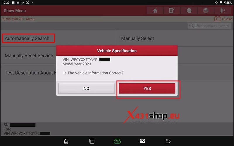 LAUNCH X431 Tool Writes Odometer Value to 2023 Ford Transit