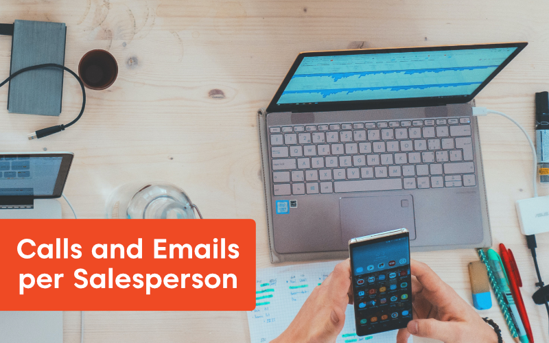 Calls and emails per salesperson