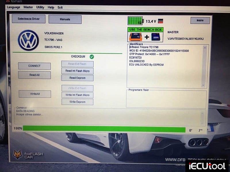 FoxFlash Unlock VW Polo 2013 PCR2.1 on Bench