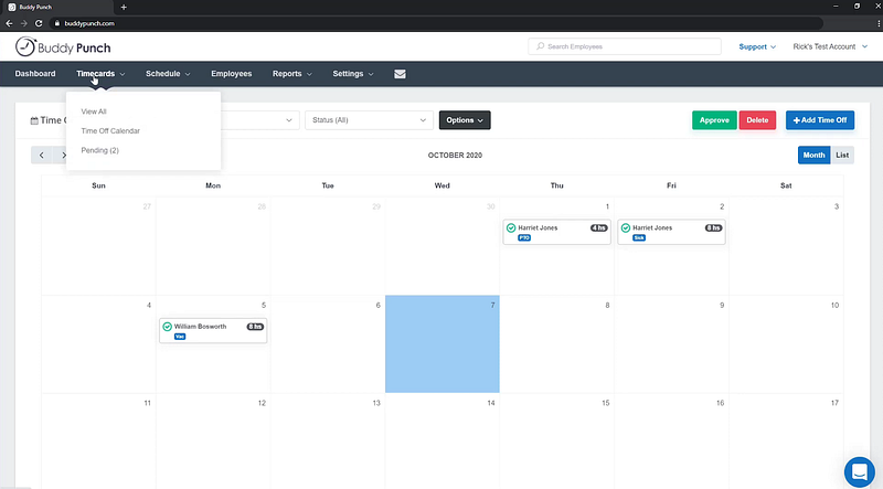 Buddy Punch timesheet