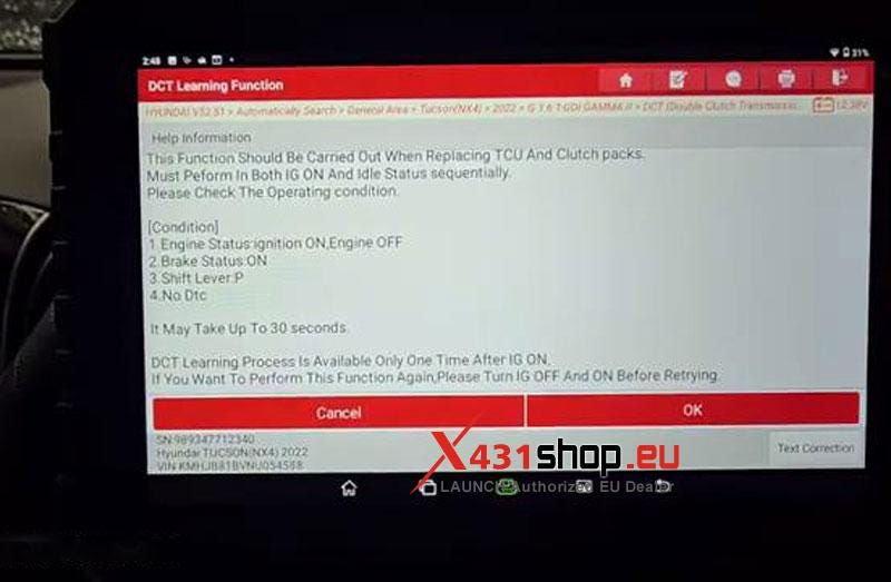 LAUNCH X431 PRO3S+ Elite Fixed Hyundai Tucson P090B78 DCT