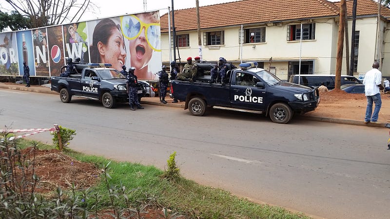 Police outside Kira Road police station. Credit: Michael O’Hagan.