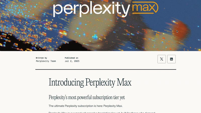 Perplexity Max subscription details