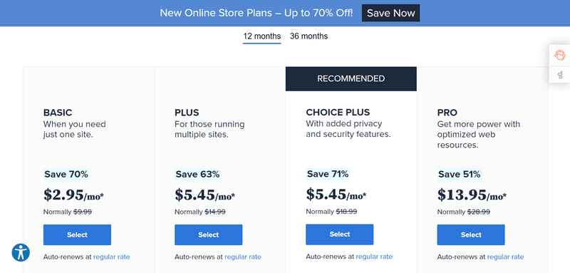 bluehost hosting plans