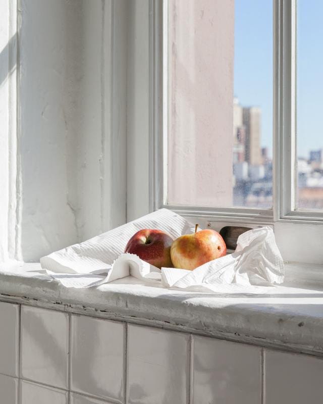 Andrew Fillmore, Bathroom Apples, 2015