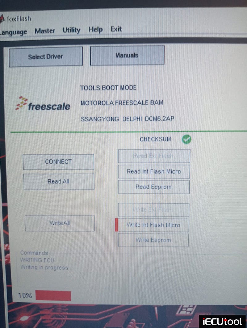 Foxflash Read and Write Ssangyong Delphi DCM 6.2 AP in Boot