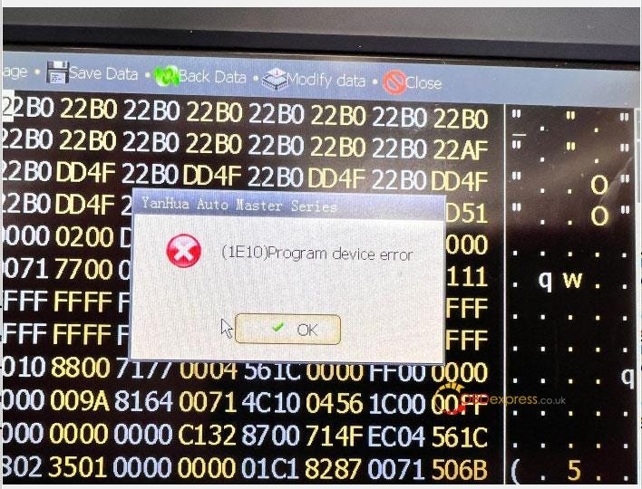 Yanhua Digimaster 3 error message (1E10) Solution