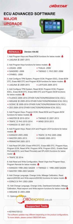 OBDSTAR Upgrade_Renault ECU and Audi, Toyota, LEXUS BCM