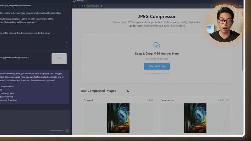 Image thumbnails showing after file upload with download buttons