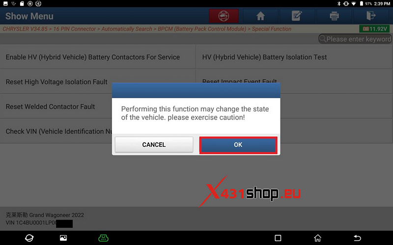 LAUNCH-X431 HV battery isolation test