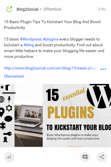 Example Post on Googleplus