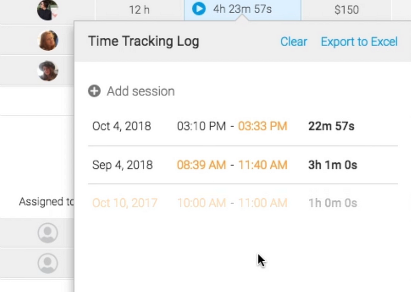 time tracking log history - Monday time management