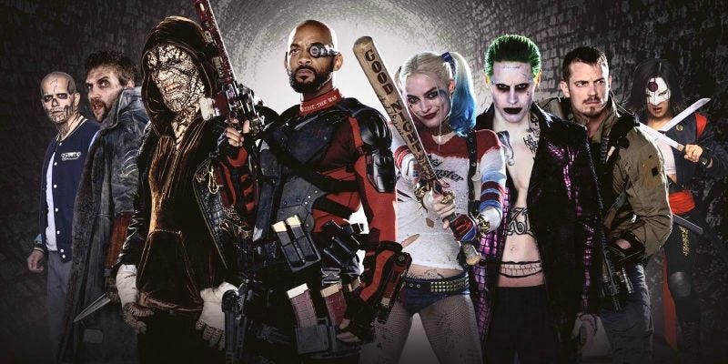 A picture of the characters from the movie Suicide Squad.