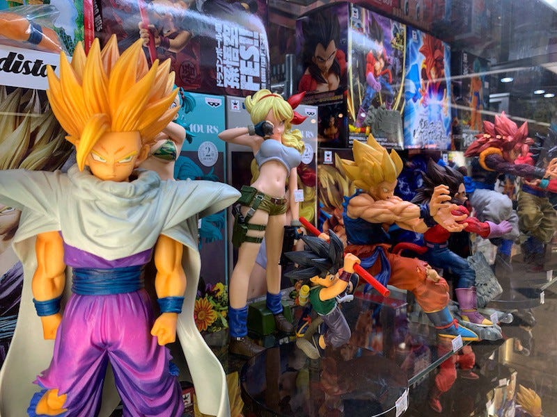 Dragonball figurines at a shop in Nakano Broadway